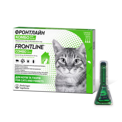 Краплі на холку для котів Boehringer Ingelheim (Merial) «Frontline Combo» (Фронтлайн Комбо) 1 піпетка (від зовнішніх паразитів)