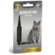 Краплі на холку для котів ProVET МОКСІСТОП від 4-10кг (для лікування і профілактики гельмінтозів) 1 піпетка