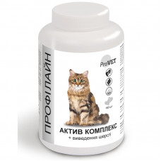 Вітамінно-мінеральна добавка для котів ProVET Профілайн Актив комплекс + виведення шерсті 180 табл, 145 г