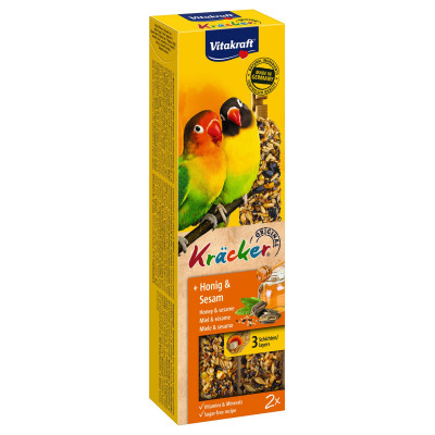 Ласощі для середніх африканських папуг Vitakraft «Kracker Original + Honey & Sesame» 180 г / 2 шт. (мед та кунжут)