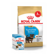 Сухий корм для цуценят породи Йоркширський тер`єр Royal Canin Yorkshire Terrier Puppy, 1.5 кг+ 4 паучі