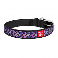 Нашийник WAUDOG Printed «Листя» 38-49 см / 25 мм (чорний)
