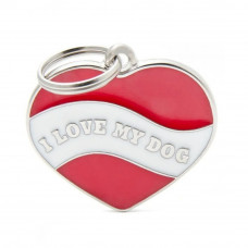 Медальйон-адресник My family Серце «I love my dog charms» (червоний/білий)