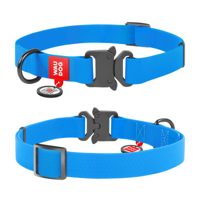 Нашийник WAUDOG Waterproof з QR-паспортом 31-49 см / 25 мм (блакитний)