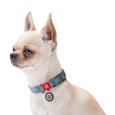 Нашийник світловідбивний Collar WAUDOG Re-cotton з QR-паспортом 23-35 см/15 мм (синій) Нашийник світловідбивний Collar WAUDOG Re-cotton з QR-паспортом 23-35 см/15 мм (синій)
