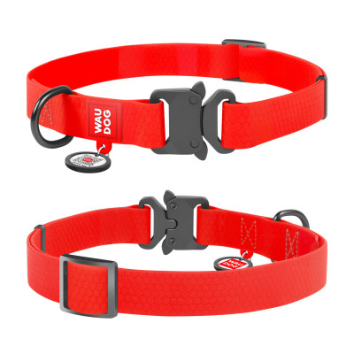 Нашийник WAUDOG Waterproof з QR-паспортом 31-49 см / 25 мм (червоний)