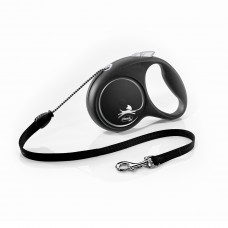 Повідець-рулетка Flexi з тросом «Black Design» M 5м / 20 кг (чорна)