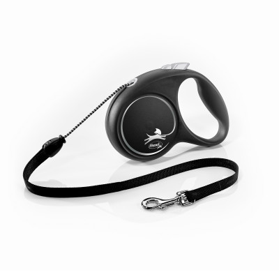 Повідець-рулетка Flexi з тросом «Black Design» M 5м / 20 кг (чорна)