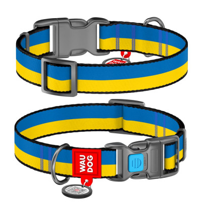 Ошейник WAUDOG Design с QR паспортом и рисунком «Colors of freedom» M 24-40 см/20 мм