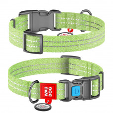 Ошейник Collar WAUDOG Re-cotton светоотражающий c QR паспортом 35-58 см / 25 мм (салатовый)