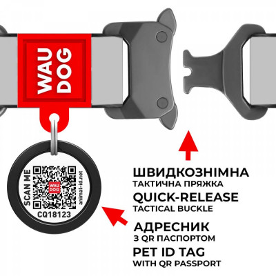 Нашийник Collar WAUDOG Waterproof водостійкий з QR-паспортом 24-40 см / 20 мм (ментоловий)