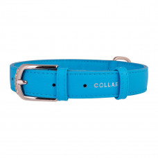 Нашийник Collar шкіряний «Glamour» (Гламур) 21-29 см / 12 мм (блакитний)