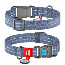 Нашийник світловідбивний Collar WAUDOG Re-cotton з QR-паспортом XL 35-58 см/25 мм (синій)