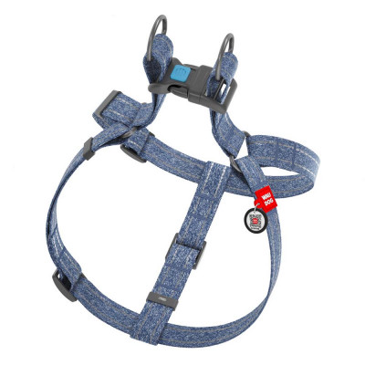 Шлея-петля світловідбивна Collar WAUDOG Re-cotton з QR-паспортом M, 50-80 см / 20 мм (синя)