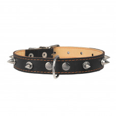 Нашийник Collar шкіряний подвійний з шипами 38-50 см / 25 мм (чорний)
