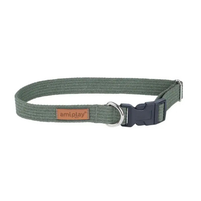 Нашийник для собак бавовняний регульований Amiplay Cotton L 40-60 см / 25 мм (хакі)