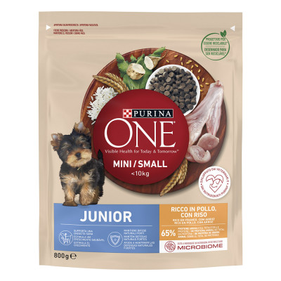 Сухий корм для цуценят малих порід Purina One Mini Junior 800 г (курка та рис)