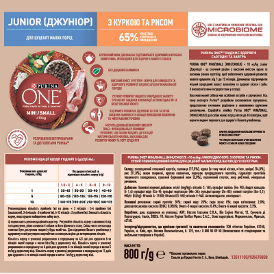 Сухий корм для цуценят малих порід Purina One Mini Junior 800 г (курка та рис) Сухий корм для цуценят малих порід Purina One Mini Junior 800 г (курка та рис)