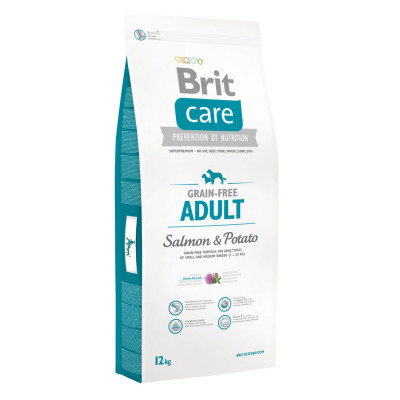 Сухой корм для взрослых собак мелких и средних пород (весом до 25 кг) Brit Care GF Adult Salmon & Potato 12 кг (лосось)