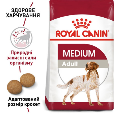Сухий корм для дорослих собак середніх порід Royal Canin Medium Adult | 15 + 3 кг у подарунок (домашній птах) Сухий корм для дорослих собак середніх порід Royal Canin Medium Adult | 15 + 3 кг у подарунок (домашній птах)