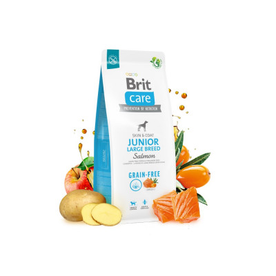 Сухий корм для молодих собак великих порід Brit Care Dog Grain-free Junior Large Breed беззерновий | (лосось) 1 кг Сухий корм для молодих собак великих порід Brit Care Dog Grain-free Junior Large Breed беззерновий | (лосось) 1 кг