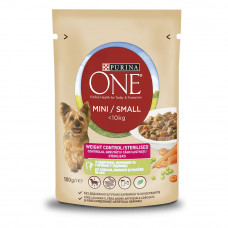 Вологий корм для собак малих порід із зайвою вагою Purina One Mini Weight control pouch 100 г (індичка)