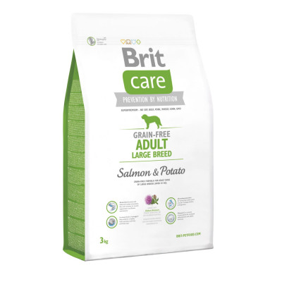 Сухой корм для взрослых собак крупных пород (весом от 25 до 45 кг) Brit Care GF Adult Large Breed Salmon & Potato 3 кг (лосось)