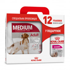 Акційний набір для собак Royal Canin Medium Adult 4 кг + Royal Canin Exigent loaf wet 12 шт х 85 г (домашня птиця)
