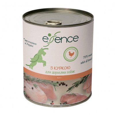 Вологий корм для дорослих собак Essence 800 г (курка)