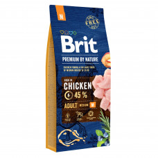 Сухий корм для дорослих собак середніх порід (вагою від 10 до 25 кг) Brit Premium Adult M 15 кг (курка)