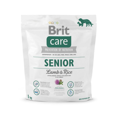 Сухий корм для літніх собак всіх порід Brit Care Senior Lamb & Rice 1 кг (ягня та рис)