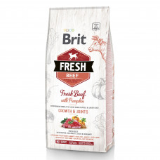 Сухий корм для цуценят та молодих собак великих порід Brit Fresh Beef Pumpkin Puppy Junior Growth & Joints 12 кг (яловичина)