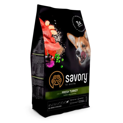 Сухой корм для стерилизованных собак всех пород Savory 3 кг (индейка)