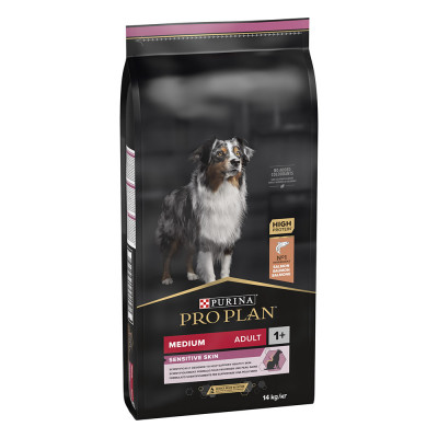 Сухий корм для дорослих собак середніх порід ProPlan Medium Sensitive Skin 14 кг (лосось)