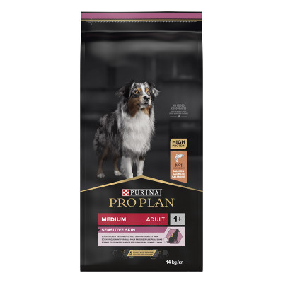 Сухий корм для дорослих собак середніх порід ProPlan Medium Sensitive Skin 14 кг (лосось)