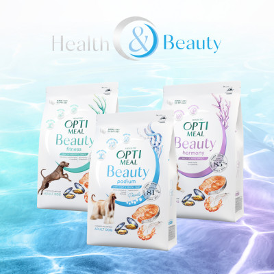 Сухий беззерновий корм для собак Optimeal Dog Beauty Podium Shiny Coat & Dental Care 1,5 кг (морепродукти)
