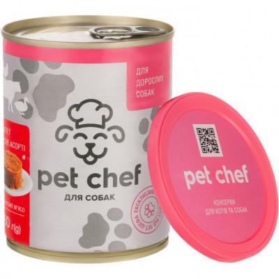 М'ясний паштет для дорослих собак Pet Chef 360 г (м'ясне асорті)
