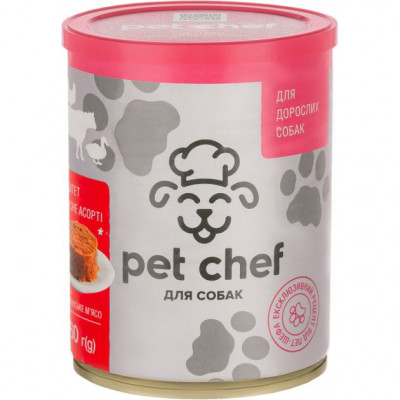 М'ясний паштет для дорослих собак Pet Chef 360 г (м'ясне асорті)