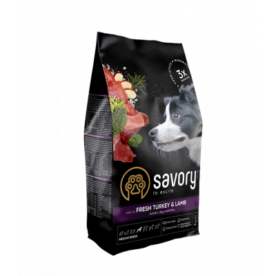 Сухой корм для собак средних пород Savory 3 кг (индейка и ягненок) Сухой корм для собак средних пород Savory 3 кг (индейка и ягненок)