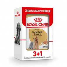 Вологий корм для дорослих собак породи йоркширський тер'єр Royal Canin Yorkshire Terrier Adult pouch 85 г, 3+1 шт у подарунок (домашня птиця)