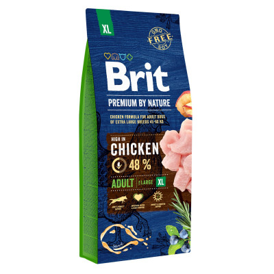 Сухий корм для дорослих собак гігантських порід (вагою від 45 кг) Brit Premium Adult XL 15 кг (курка)