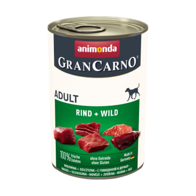 Вологий корм для собак Animonda GranCarno Adult Beef + Game | 400 г (яловичина та дичина)