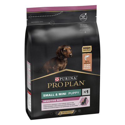 Сухой корм для щенков малых пород с чувствительной кожей Pro Plan Small and Mini Puppy Sensitive Skin 3 кг (лосось)