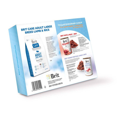 Подарунковий набір кормів для дорослих собак великих порід Brit Care Adult Large Breed Lamb and Rice, 3 кг + 2 консерви Подарунковий набір кормів для дорослих собак великих порід Brit Care Adult Large Breed Lamb and Rice, 3 кг + 2 консерви