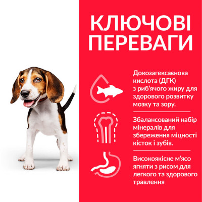 Сухой корм для щенков Hill’s Science Plan Puppy Medium Breed 2,5 кг - ягненок и рис