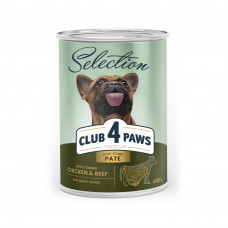 М'ясний паштет Преміум Cелекшн для дорослих собак CLUB 4 PAWS 400 г (курка та яловичина)