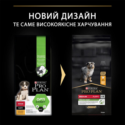 Сухой корм для щенков и молодых собак средних пород Pro Plan Puppy Medium 12 кг (курица)