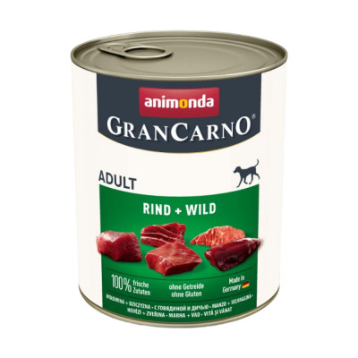 Вологий корм для собак Animonda GranCarno Adult Beef + Game | 800 г (яловичина та дичина)