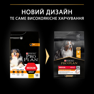 Сухий корм для дорослих собак середніх порід Pro Plan Adult Medium 3 кг (курка) Сухий корм для дорослих собак середніх порід Pro Plan Adult Medium 3 кг (курка)