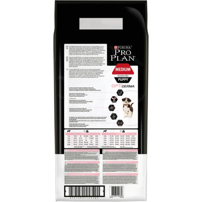 Сухой корм для щенков подверженных аллергии Pro Plan Puppy Medium Sensitive Skin, 12 кг (лосось)